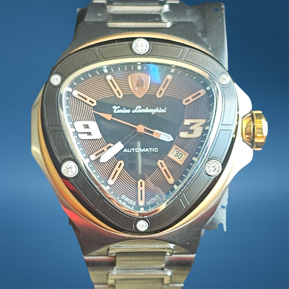 TONINO LAMBORGHINI ROSE GOLD CL888 44MM STAINLESS STEEL CL888 WXO & COA