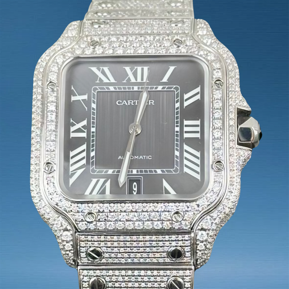 CARTIER SANTOS DE CARTIER LARGE 39.8MM WSSA0037 CUSTOM DIAMOND DIAL BXP&COA
