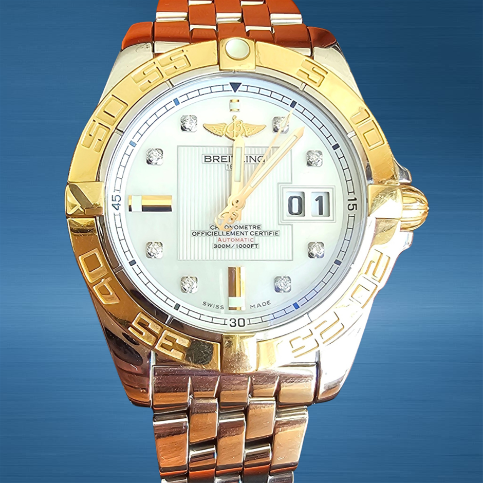 BREITLING WINDRIDER GALACTIC 41MM STAINLESS STEEL & 18K GOLD C49350 BXP&COA