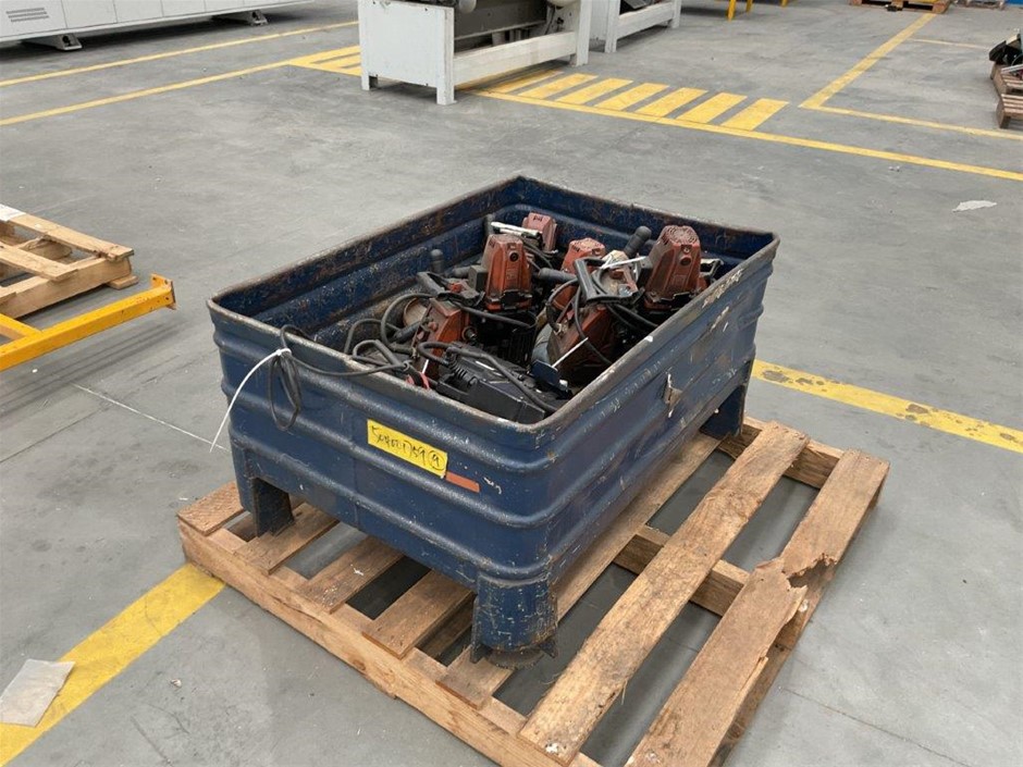 Pallet Comprising of Assorted Drill Presses and Assorted Angle Grinders