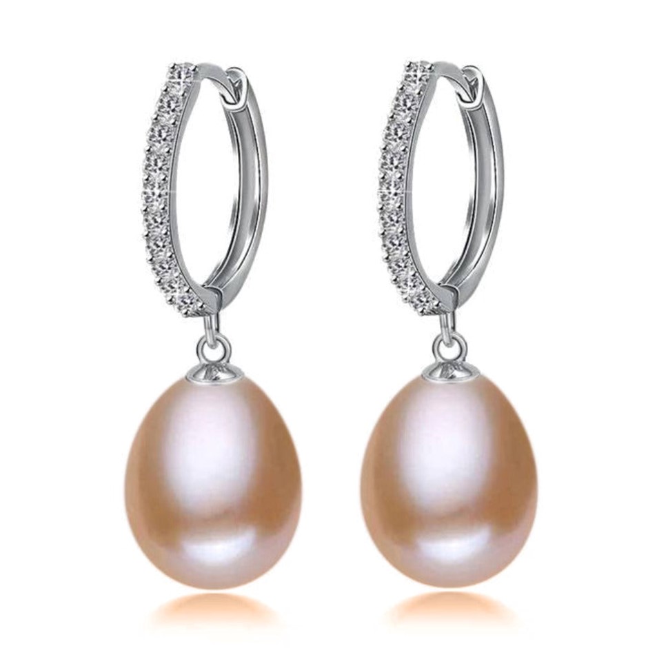 BIJ'OR - Pink Pearl & Simulated Diamond Drop Earrings RRP $59