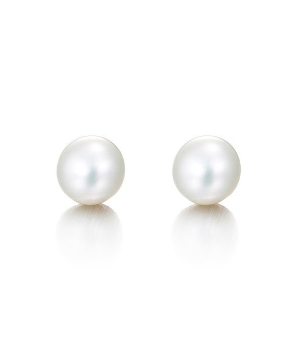 BIJ'OR - Round Pearl Stud Earrings in White - 10-11mm RRP $49