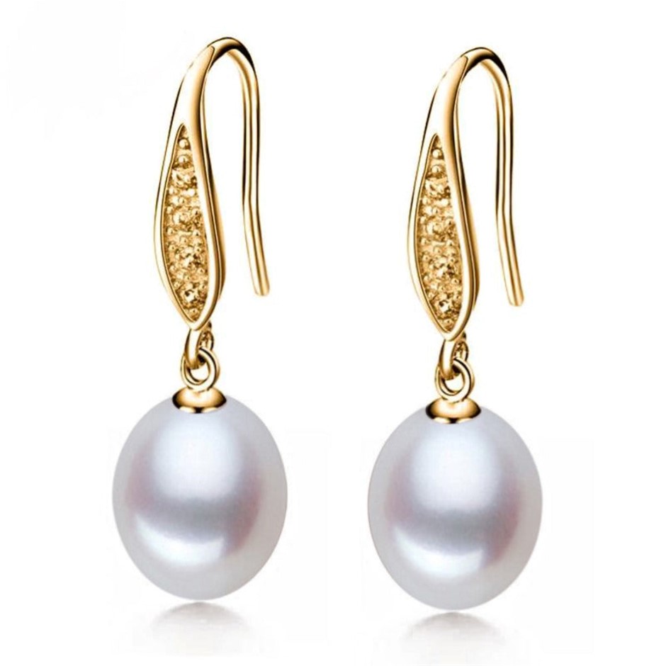 BIJ'OR - Stunning Simulated Diamond White Pearl Drop Earrings Gold RRP $59