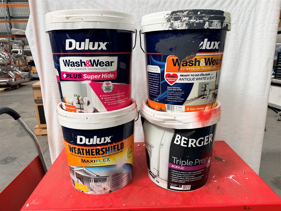 Assorted 15Lt Tins of Paint x 4