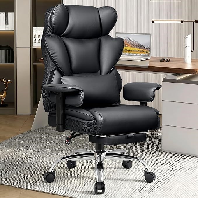 BESTFAIR Ergonomic Office Chair, Big And Tall Desk Chair With Footrest.