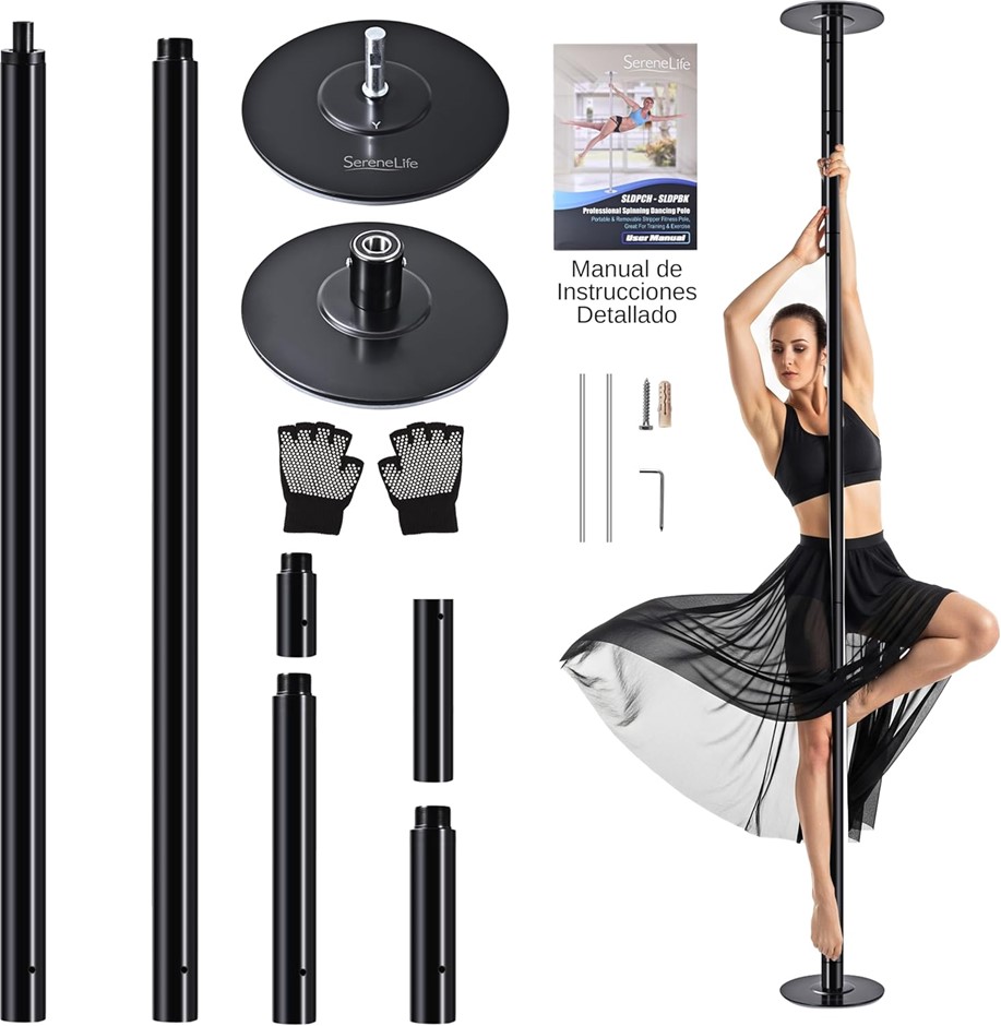 SERENELIFE 45mm Fitness Dance Pole – Static & Spinning Modes, Heavy-Duty Re