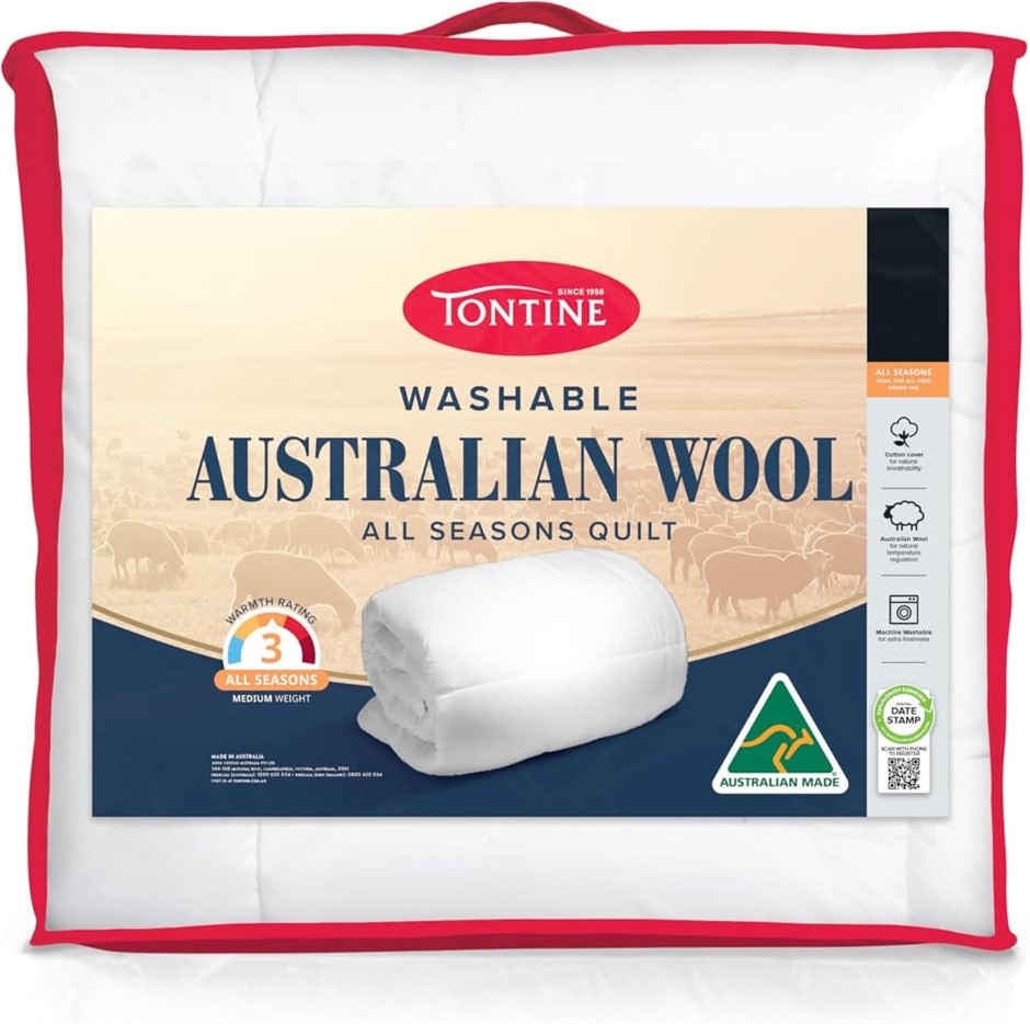 TONTINE Australian Washable Wool Quilt Doona, All Seasons Comfort, Medium W