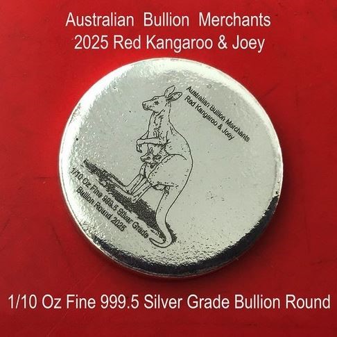 1/10 Oz 999.5 Silver Red Kangaroo & Joey 2025 Australian