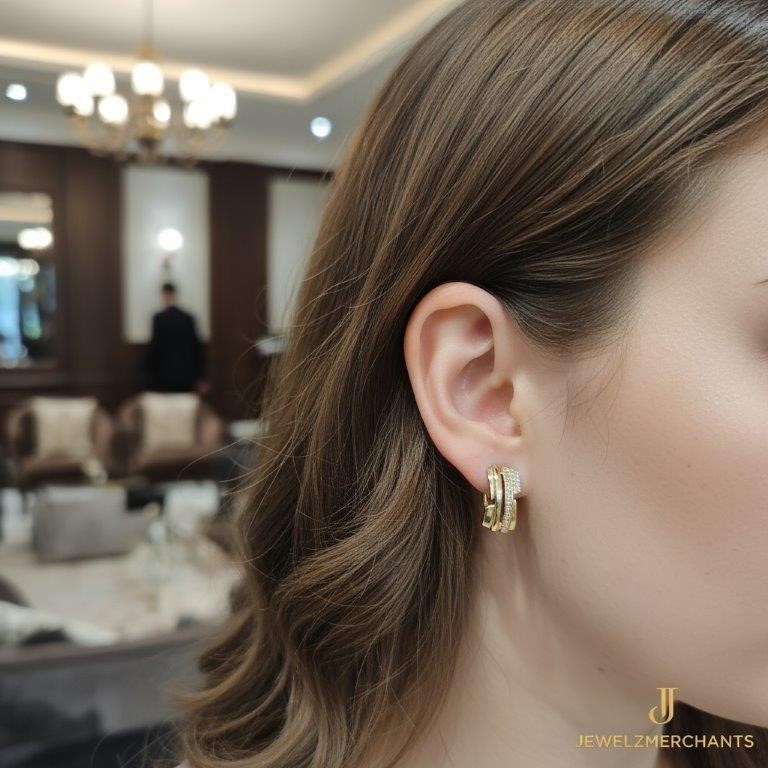 18K/Italy Gold Filled Earring -(stamped 18K/Italy)-Warranty Quality