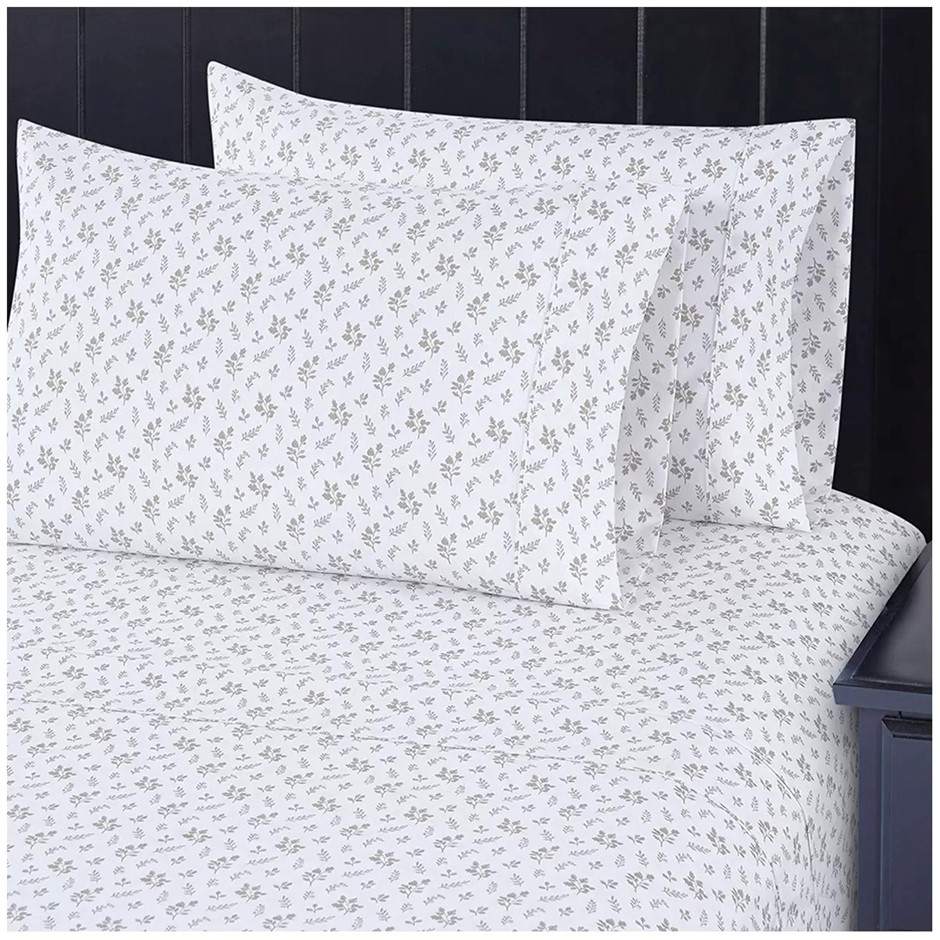 SOUTH POINT Sheet Set, King, Fresca Leaf. NB: Fitted sheet is missing.