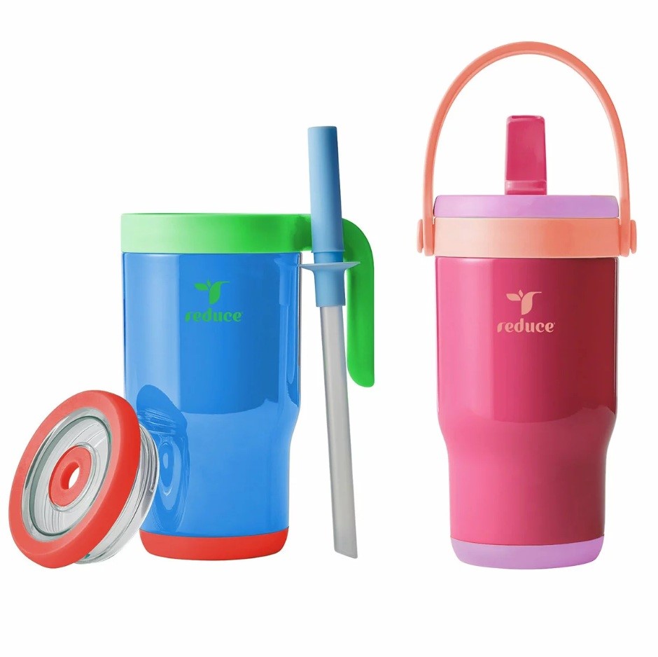 REDUCE Kids Chiller Go Insulated Cups, 414ml, Blue & Pink.