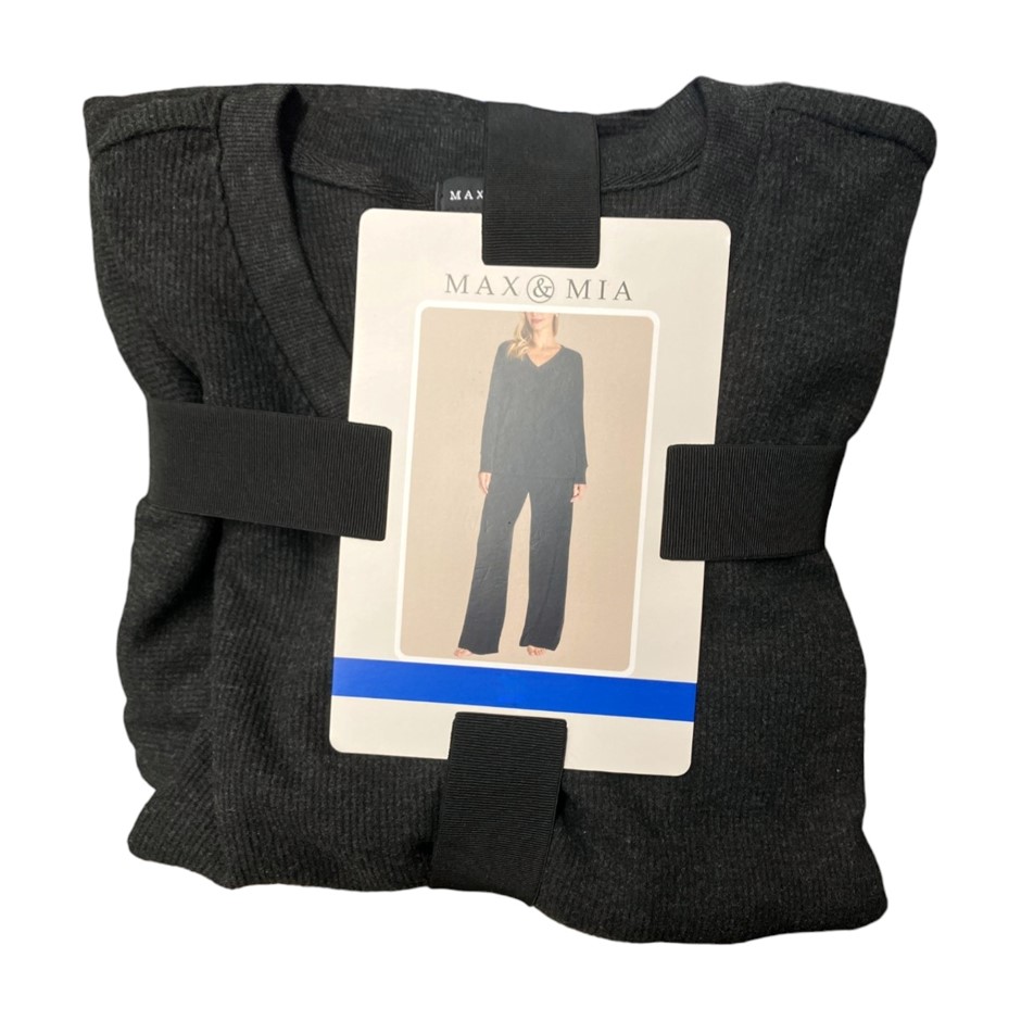 MAX&MIA Women's V-Neck Lounge Set, Size S, Heather Charcoal. Buyers Note -