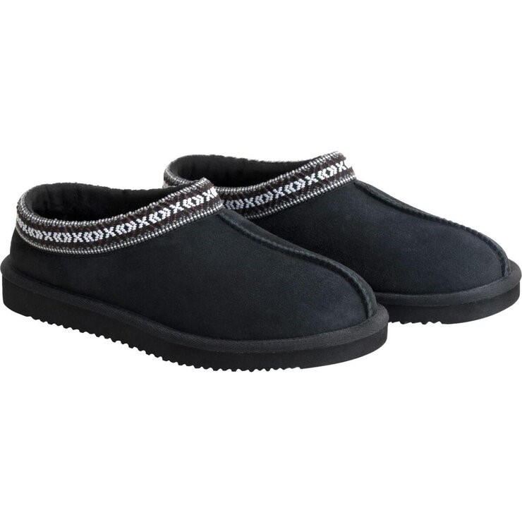 SIGNATURE Unisex Shearling Tasman Slippers, Size US m7/w8, Black. Buyers N