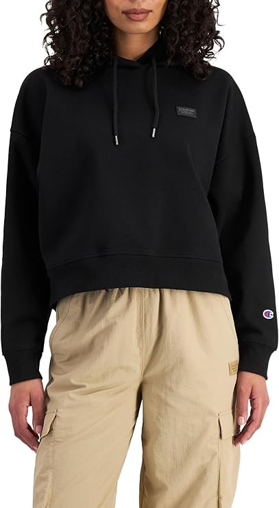 CHAMPION Women's Rochester Base Hoodie, Size L, Black (BLK), CQQ7N. RRP: $1