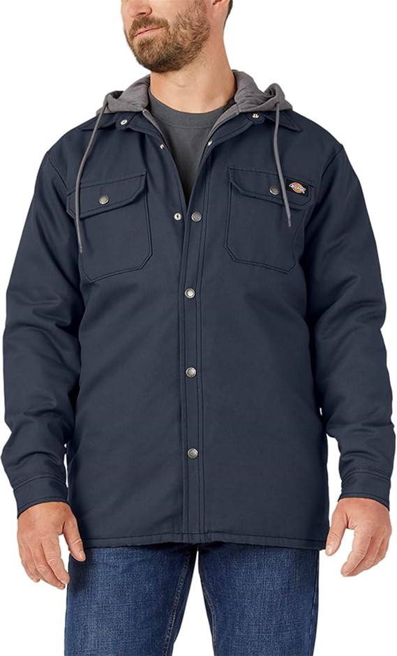 DICKIES Men's Quilt Lined Woven Duck Jacket, Size 2XL, Dark Navy, TJ213DN.