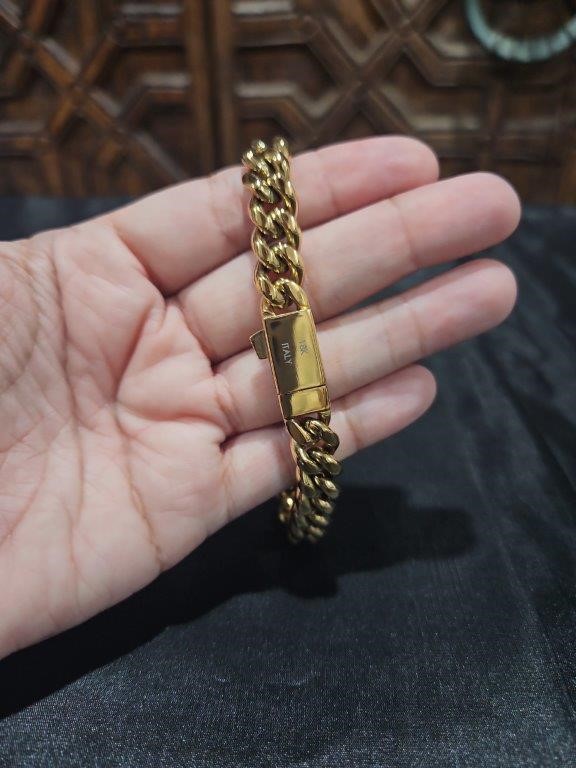 18k Italy Stamped Yellow Gold Filled Bracelet-Quality Guarantee-20cm