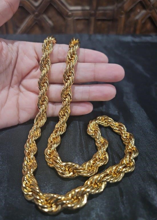 22K Italy Stamped  Yellow Gold Filled Rope Chain-Quality Guarantee-70cm