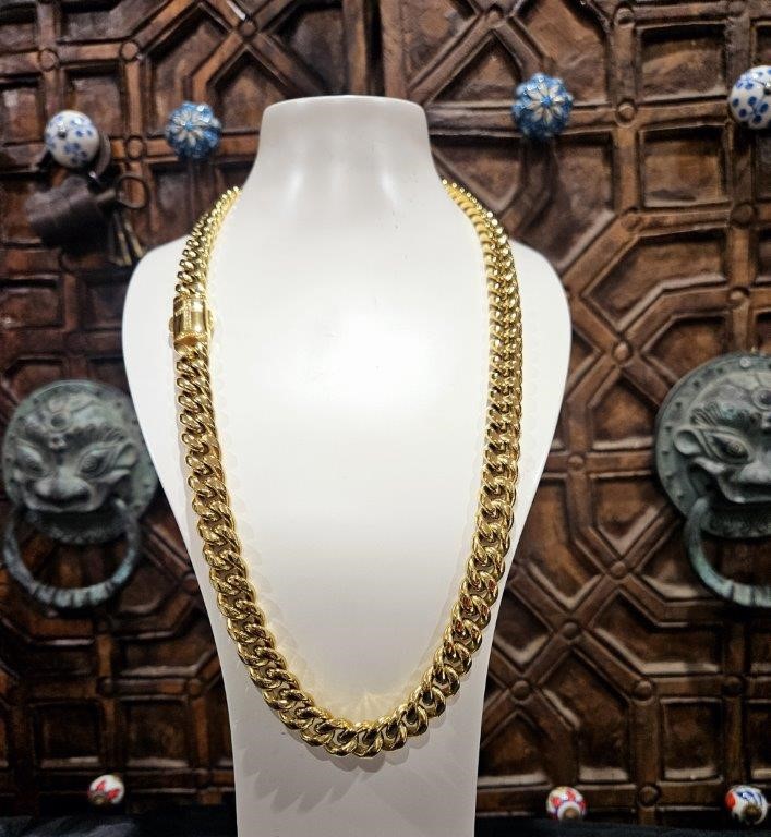 Italy 18K Triple White Gold Plated Cuban Chain (18KGold-plated/Italy)