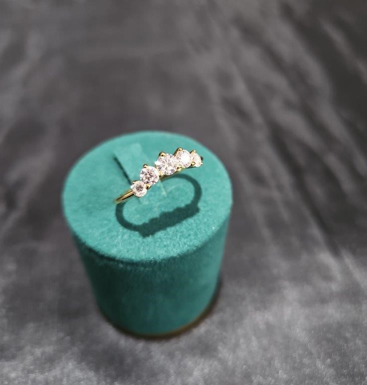 GRA Moissanite white 18k Solid Yellow Gold Vermeil Ring -8US