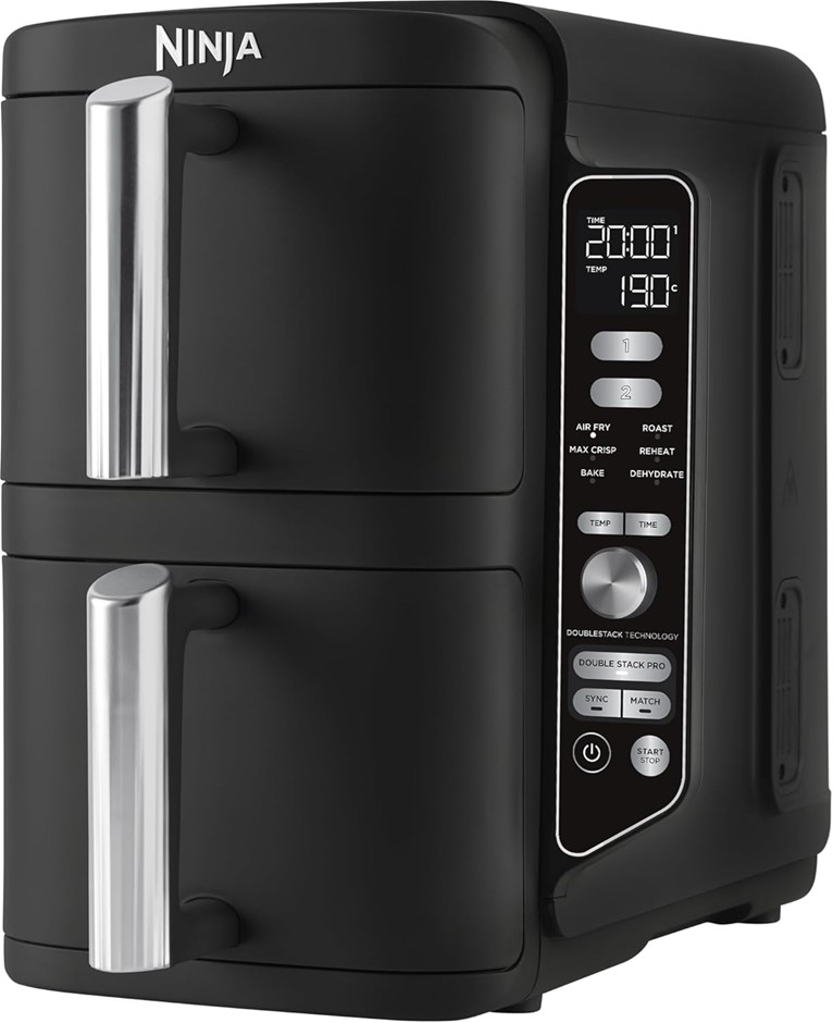 NINJA Stacked Air Fryer, 9.5 Litre Capacity. NB: Minor use, Not boxed & Min