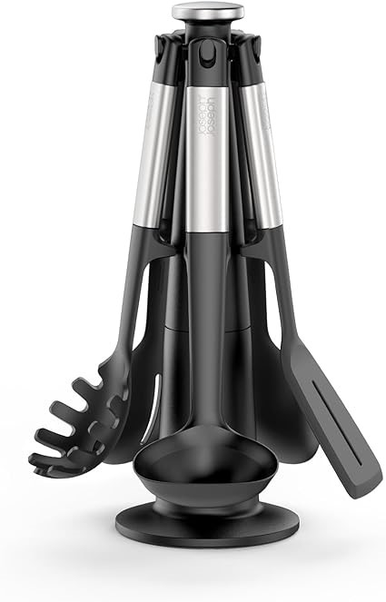 JOESPH JOESPH Elevate 5-Piece Silicone Kitchen Utensils Carousel, BPA Free,