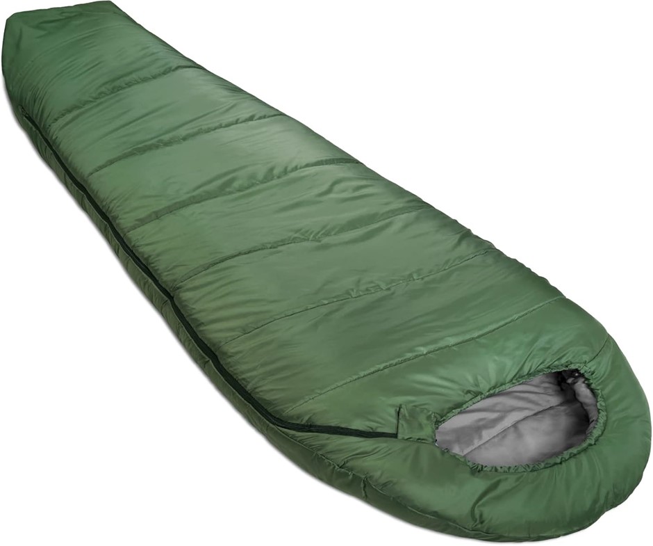 AMAZON BASICS Cold Weather Hiking Mummy Sleeping Bag, Keeps You Warm, Olive