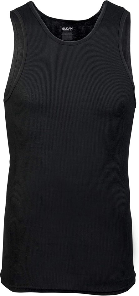 5 x GILDAN Men's A-Shirt Tanks, Size M, 100% Cotton, Black. RRP: $49. Buye