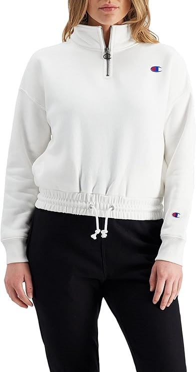 CHAMPION Women's ReverseWeave Quarter Zip, Large, White (WIT), CTKMN. RRP: