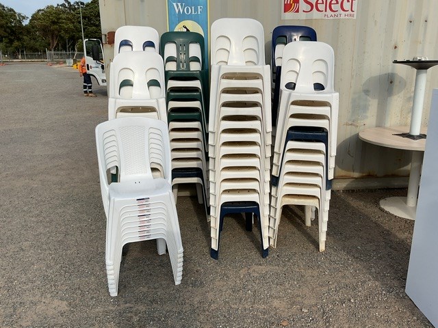 Approx 80 Stackable Plastic Chairs