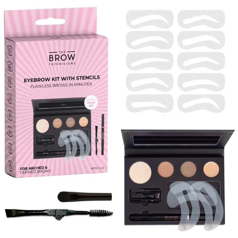 2 x BROW TECHNICIANS Eyebrow Kit w/ Stencils All In One Eyebrow Makeup Kit,