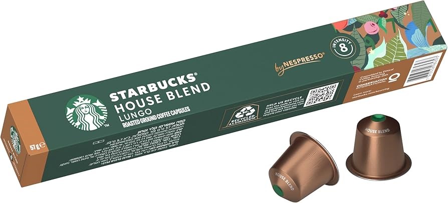11 x Pack of 10pc Capsules STARBUCKS By NESPRESSO House Blend Lungo, 57g. B