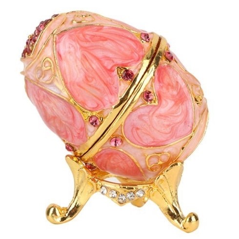 Vintage Enameled Easter Egg Diamante Jewelry Organizer Trinket Box Décor