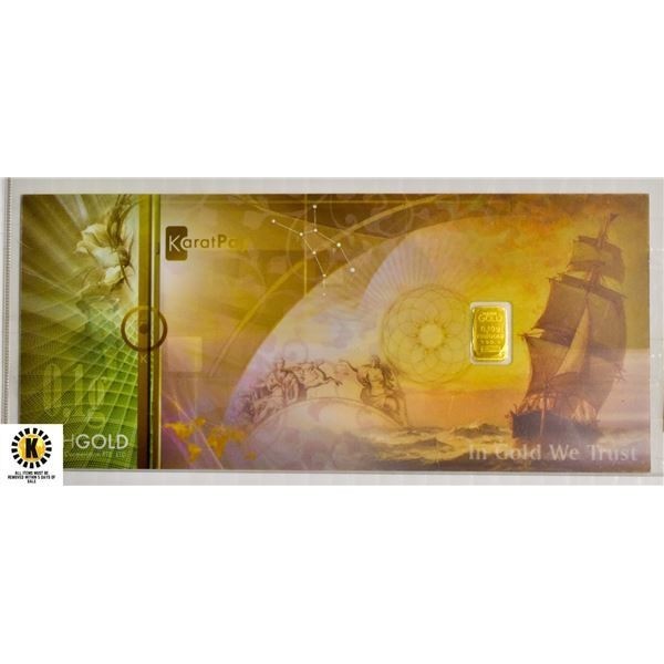 0.10 GRAMS PURE .9999 GOLD CASH GOLD KARAT BARS