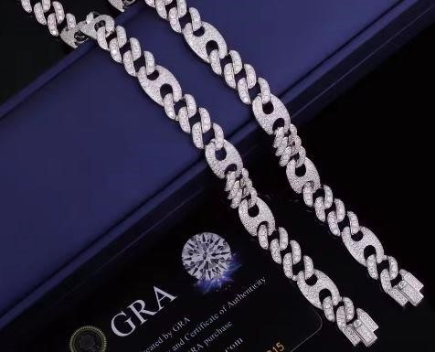 Moissanite GRA Bracelet 18k Real Gold -18cm-925 Sterling Silver