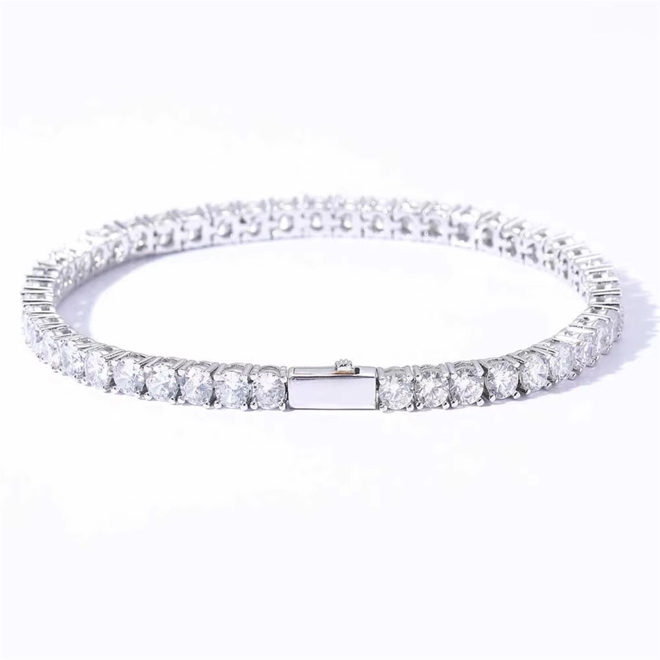 Silver-Filled 4MM Tennis Bracelet with Simulated Diamonds - 20.3cm