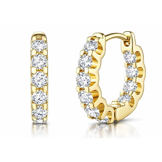 0.6ctw Diamond Huggie Earrings 14K Gold on Solid Sterling Silver