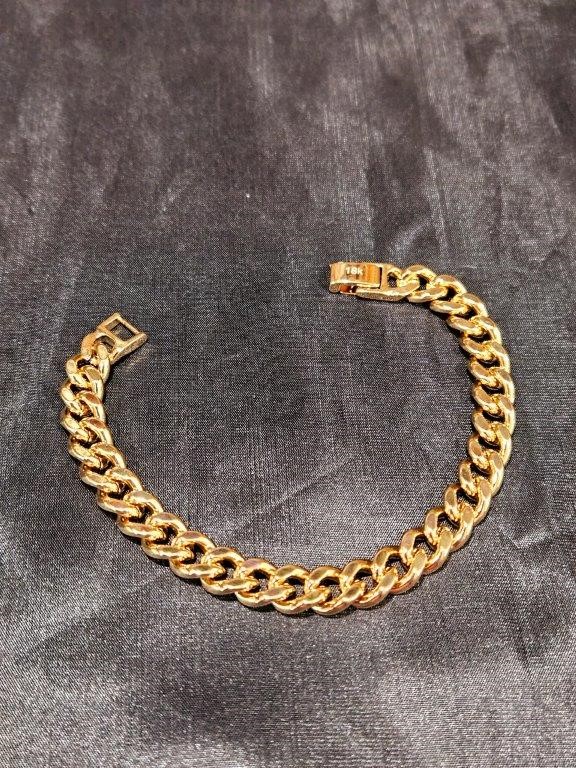 18k Italy Stamped Rose Gold Filled Cuban Bracelet-Quality Guarantee-19cm