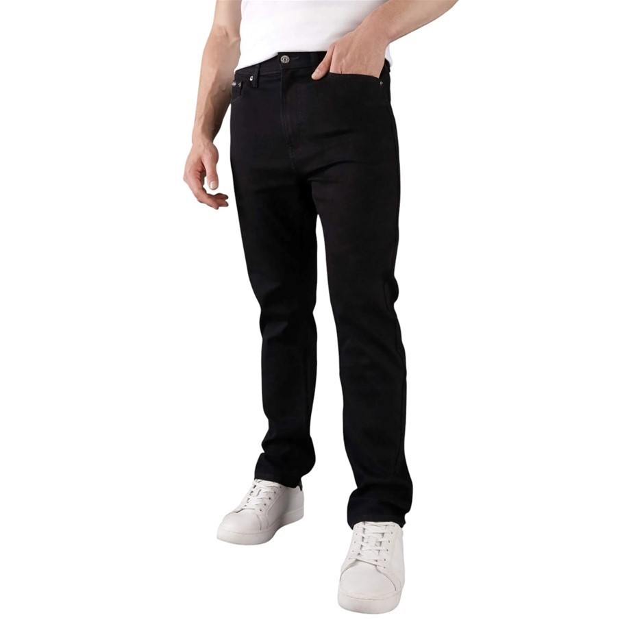 CALVIN KLEIN Men's Slim Straight Jean, Size 34x32, 70% Cotton, Black (001 J