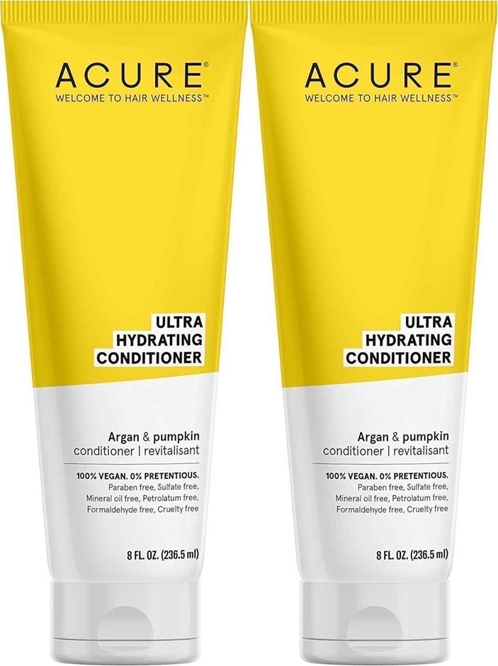 2 x ACURE Ultra Hydrating Conditioner, Argan & Pumpkin, 236ml. Buyers Note