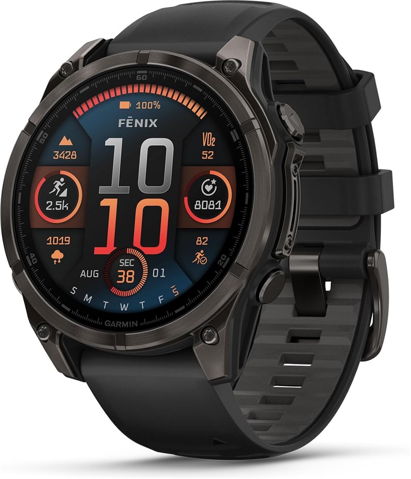 GARMIN Fenix 8, 47mm, AMOLED, Sapphire, Smartwatch, Carbon Gray Titanium wi