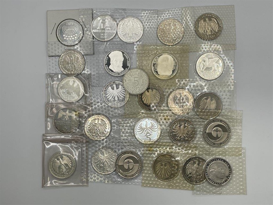 Approx. 26 x German 5 Deutsche Mark Commemorative Coins