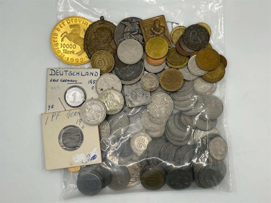 Approx. 136 Asstd French and German coins, c.1920-1980s