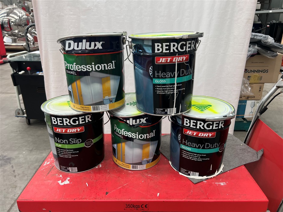 Assorted 10Lt Tins of Paint x 5