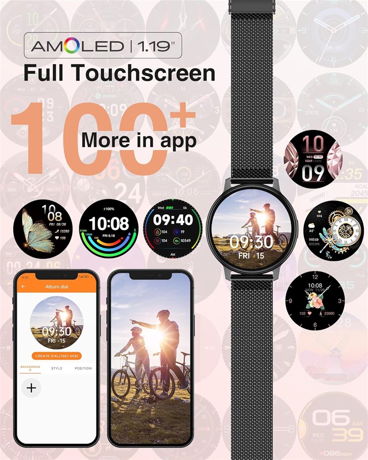 Smart Watch Men Women w/ Call Function - AMOLED Fitness Watch w/ Heart Rate