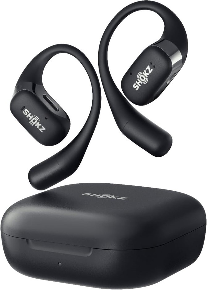 SHOKZ OpenFit Open-Ear True Wireless Bluetooth Headphones with Mic, Black