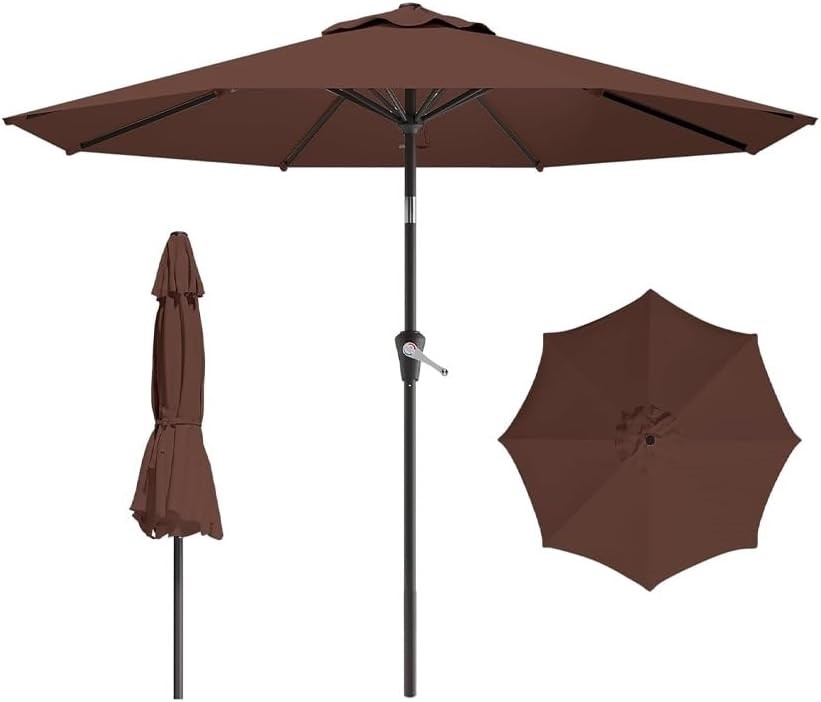 DYZHFDC Patio Umbrella With 8 Ribs, Coffee.