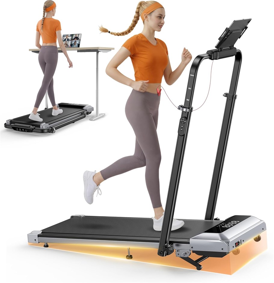 TOPUTURE 6 in 1 Folding Treadmill with Adjustable Handle Bar & 12% Incline,