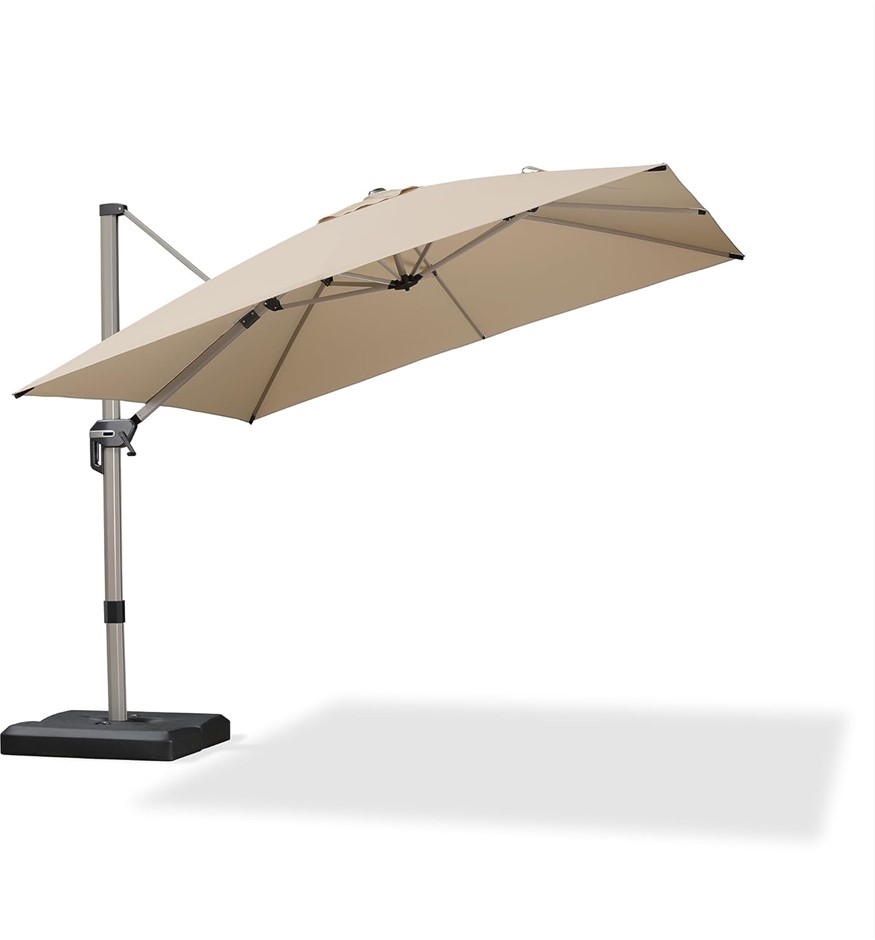 GENERIC Purple Leaf Large Patio Cantilever Umbrella with Crank Handle and T