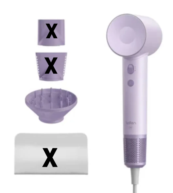 LAIFEN Swift SE Hair Dryer w/ 3 Nozzle Attachments and Travel Bag, Purple.