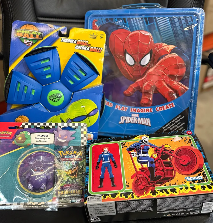 4x Assorted Toys worth $50 : Marvel Spider-Man Deluxe Tin x Pokemon Eraser